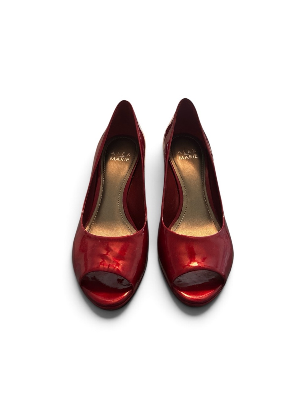 Holiday Alex Marie Patent Leather 3” Red Peep-Toe Pumps 7.5M
